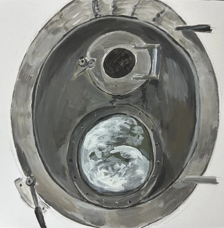 Painting of a dyeing machine.