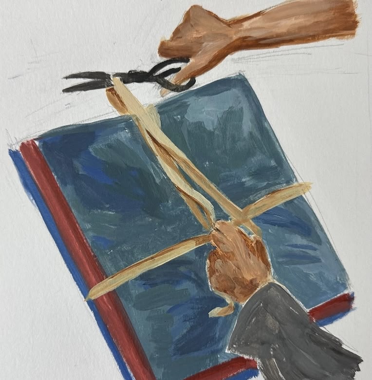 Painting showcasing high-quality fabrics being carefully wrapped and prepared for expedition.